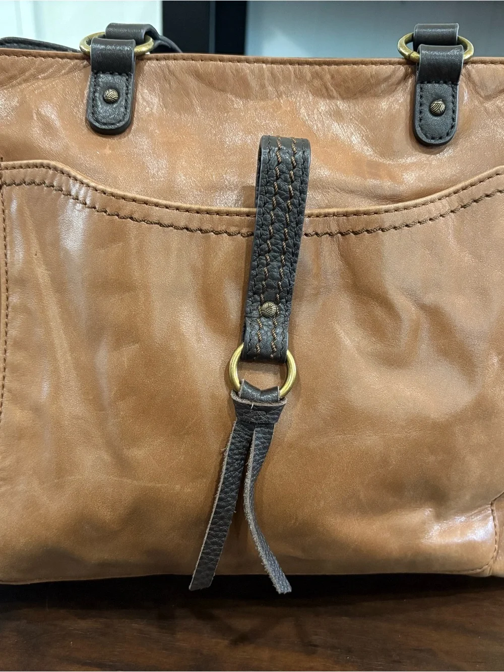 The Sak Two-Tone Tan and Dark Brown Leather Tote